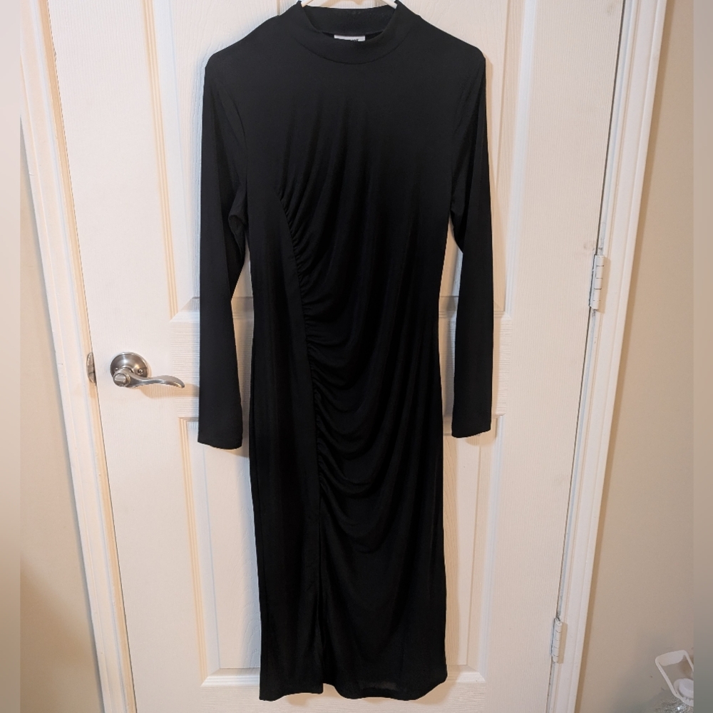 NWOT Future Collective by Kahlana Barfield Brown Mock Neck Midi Dress